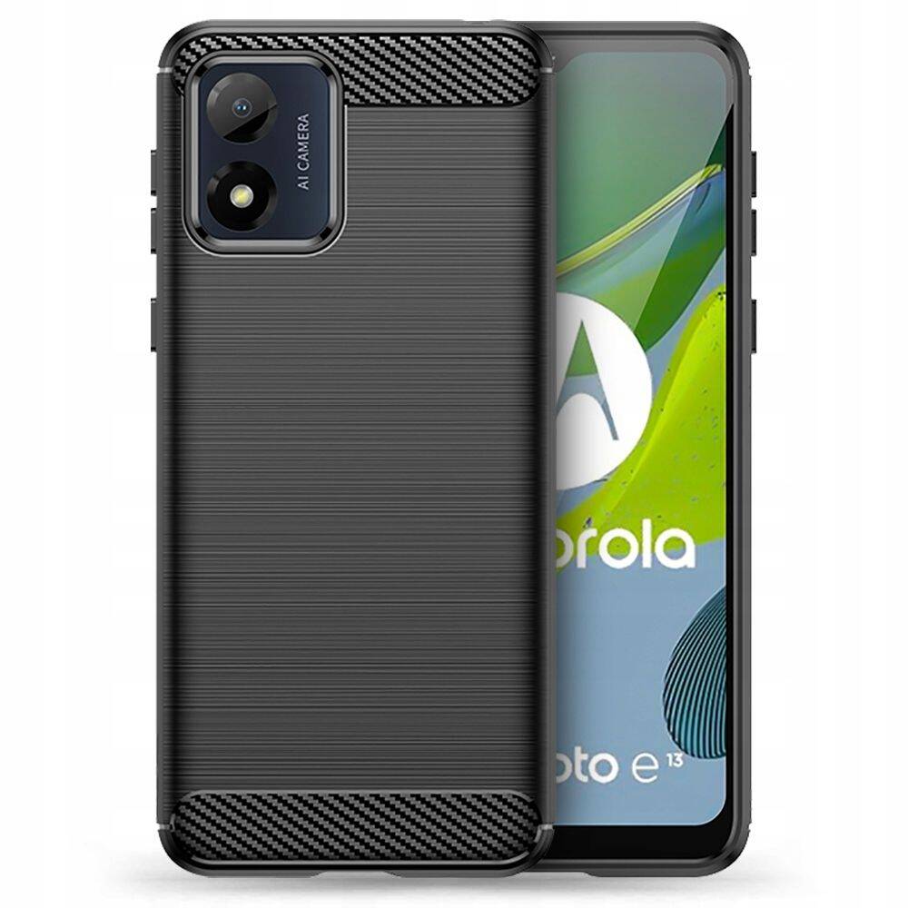 Czarna obudowa Tech-Protect TPUCarbon dla Motorola Moto E13