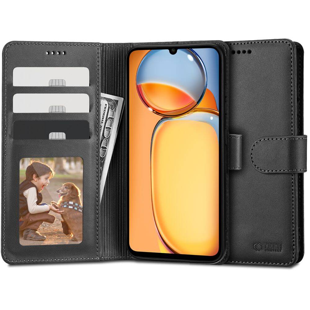 Czarny Portfel-Etui Tech-protect Wallet dla Xiaomi Redmi 13C / Poco C65