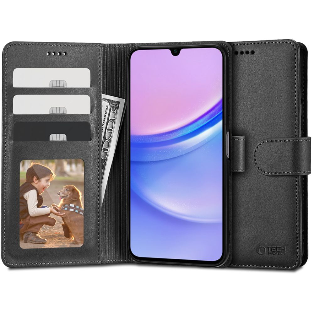 Zamknięte etui Tech-Protect Wallet Samsung Galaxy A15 4G/5G Black Case