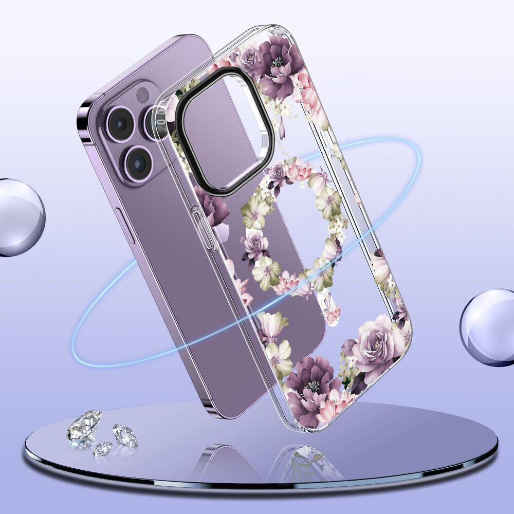 Etui Tech-Protect Magmood Magsafe iPhone 13 Mini Rose Floral Case - Montaż