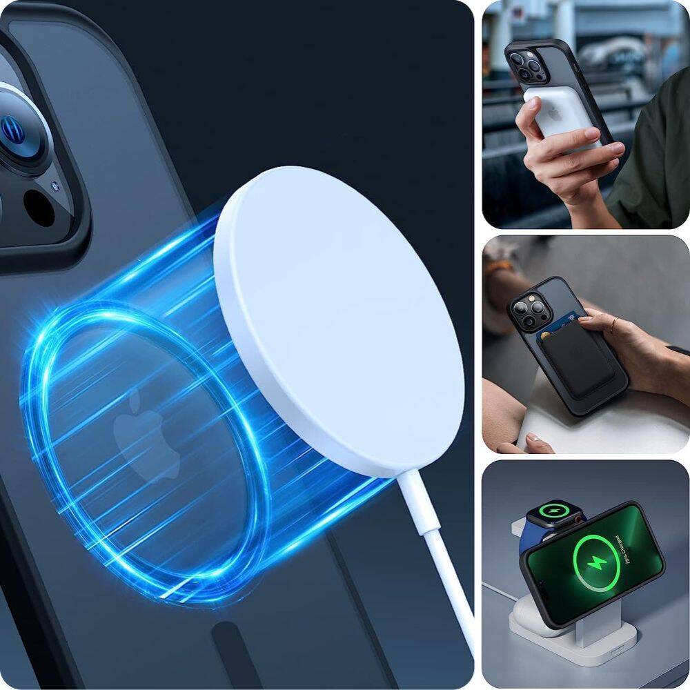 Etui Tech-protect Magmat Magsafe iPhone 14 Pro Max Matte Blue z magnetycznym pierścieniem Magsafe