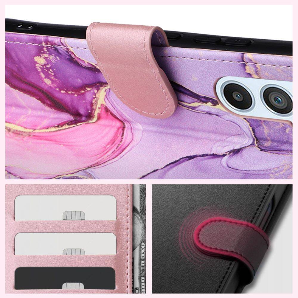 Etui Tech-protect Wallet Galaxy A34 5G Marble Case - zamknięcie na magnes