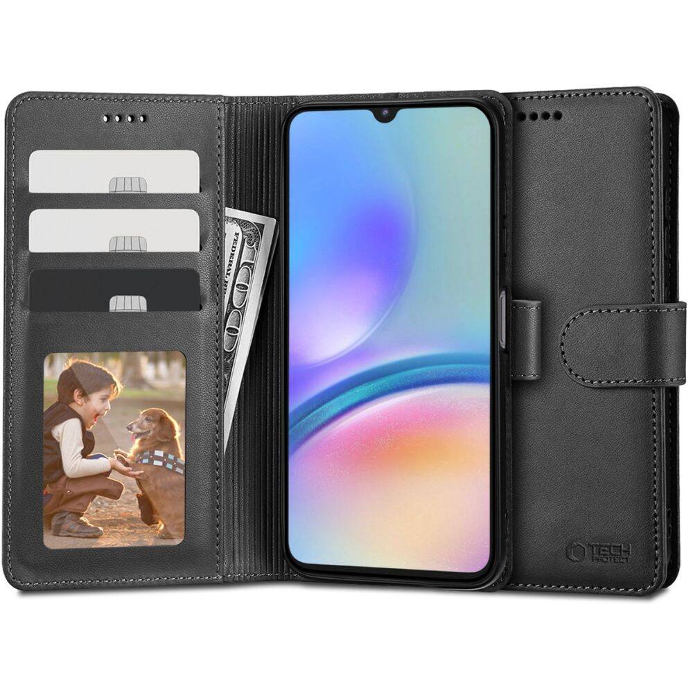 Eleganckie etui Tech-Protect Wallet Samsung Galaxy A05s Black Case zamknięte