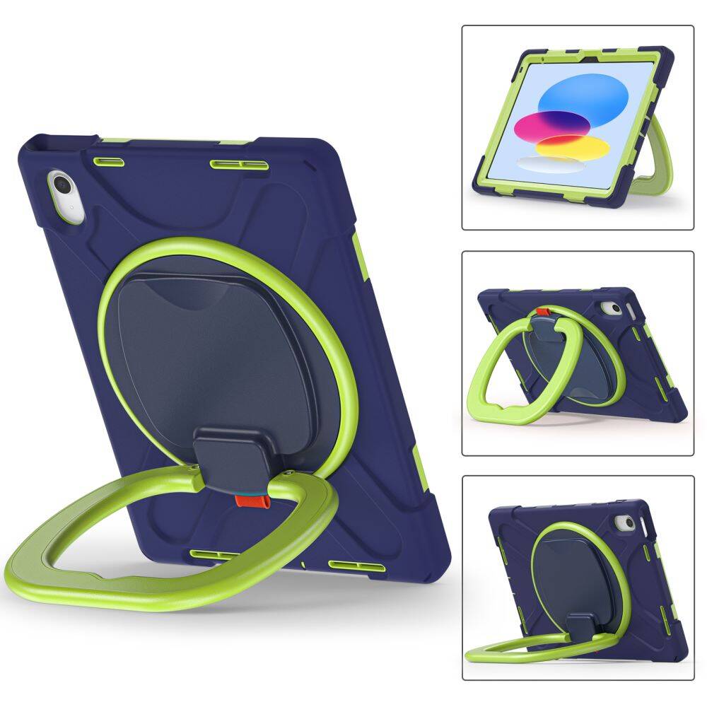 Etui Tech-protect X-armor iPad 10.9 2022 Navy/lime z poliwęglanu i TPU