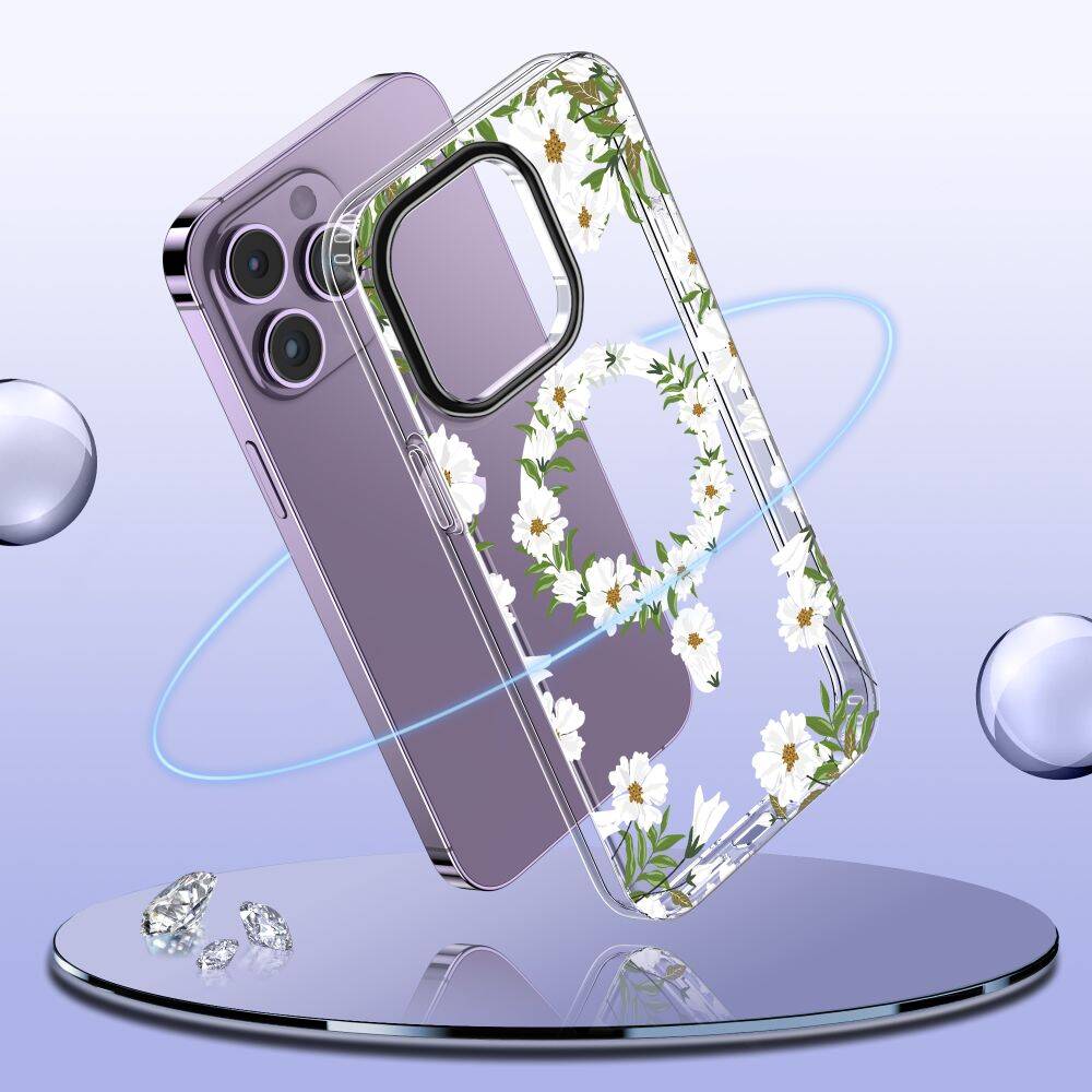 Etui Tech-protect Magmood Magsafe iPhone 14 White Daisy Case