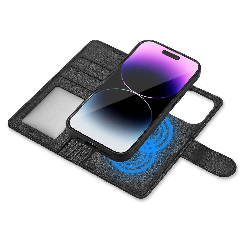 Etui Tech-protect Wallet Magsafe iPhone 15 Pro Black Case z materiałem TPU