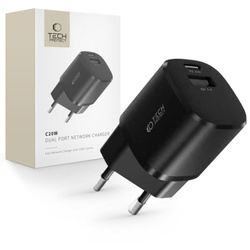 Ładowarka C20W MINI TECH-PROTECT 2-PORT NETWORK CHARGER PD20W/QC3.0 czarny
