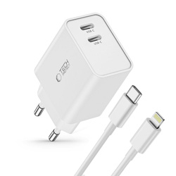 Network Charger Tech-protect C35w Pd35w 2-port + Lightning Cable biały