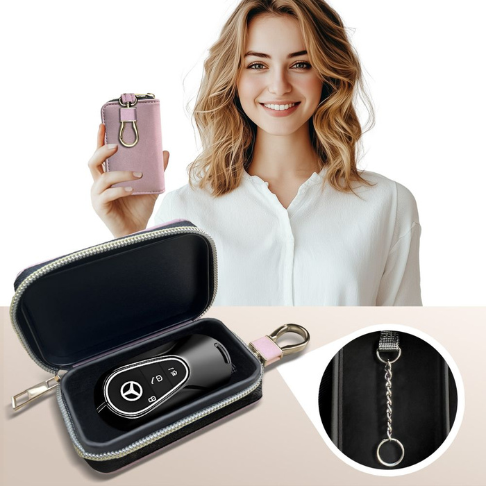 KLATKA FARADAYA TECH-PROTECT KLR300 POUCH KEYLESS RFID SIGNAL BLOCKER CASE BABY PINK