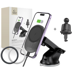 Uchwyt MM15W-V1 Tech-Protect Magnetic Magsafe Dashboard & Vent Car Mount Wireless Charger 15W czarny