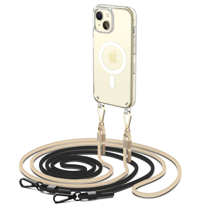 Etui iPhone 15 Plus Tech-protect Flexair Chain Magsafe & Beige Czarny