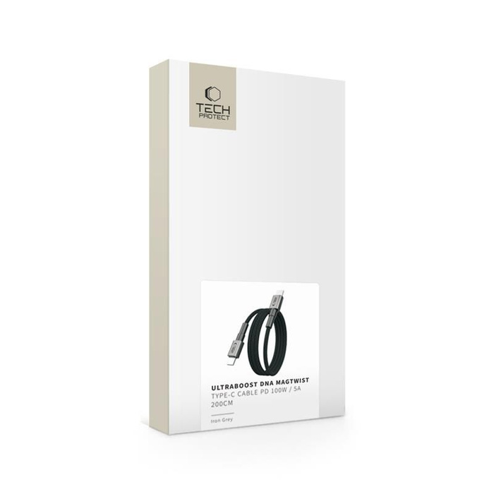 TECH-PROTECT ULTRABOOST DNA MAGTWIST TYPE-C CABLE PD 100W / 5A 200CM IRON GREY