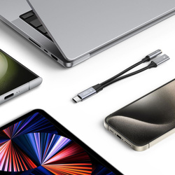 Adapter Cable Ultraboost Tech-Protect USB-C do Mini Jack 3.5mm & USB-C czarny