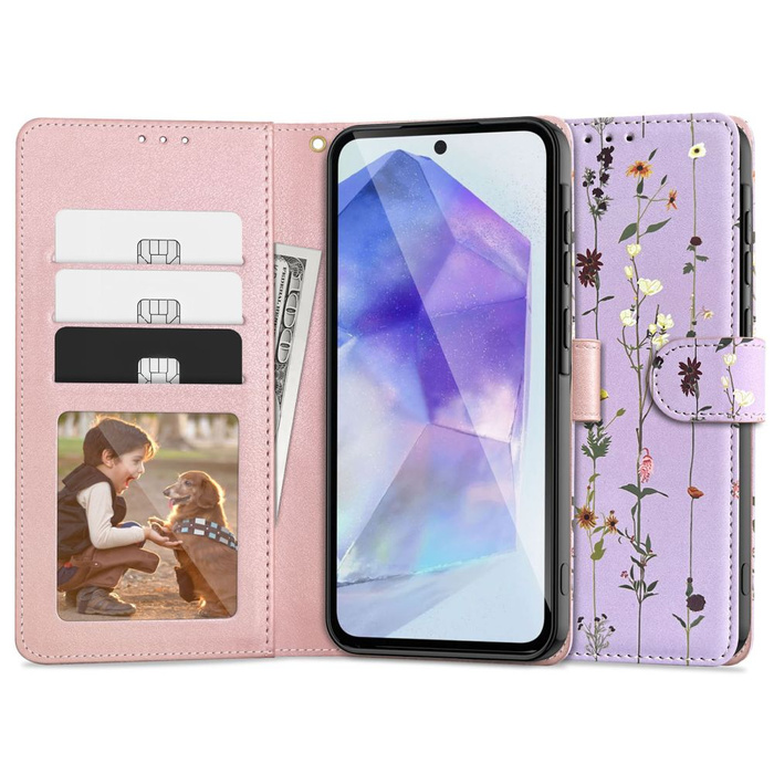 Etui Galaxy A55 5g Tech-protect Wallet Garden Fioletowy Case