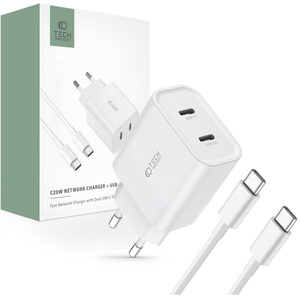 Ładowarka C20W Tech-Protect 2-Port Network Charger PD20W + USB-C Cable biały