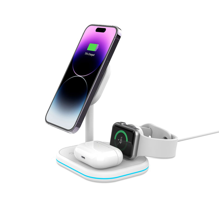 Ładowarka QI15W-A27 Tech-Protect 3in1 Magnetic Magsafe Wireless Charger Biały