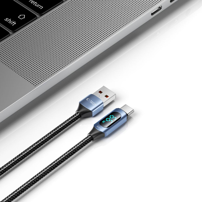 Kabel USB-C Ultraboost TECH-PROTECT LED 66W/6A 200CM niebieski