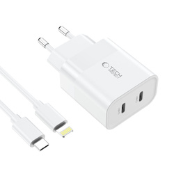Ładowarka C20W Tech-Protect 2-Port Network Charger PD20W + USB-C Cable biały