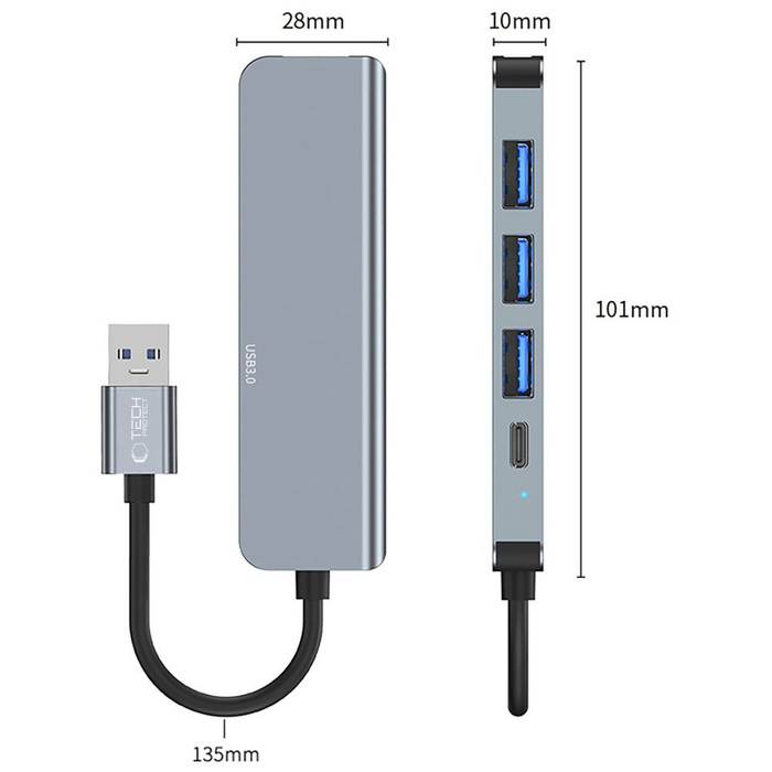 Adapter V0-HUB Tech-Protect 5in1 Grey szary