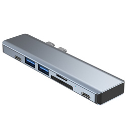Hub USB V5-HUB Tech-Protect Adapter 7in1 Szary