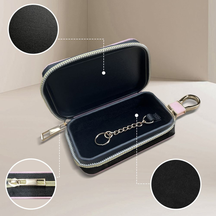 KLATKA FARADAYA TECH-PROTECT KLR300 POUCH KEYLESS RFID SIGNAL BLOCKER CASE BABY PINK