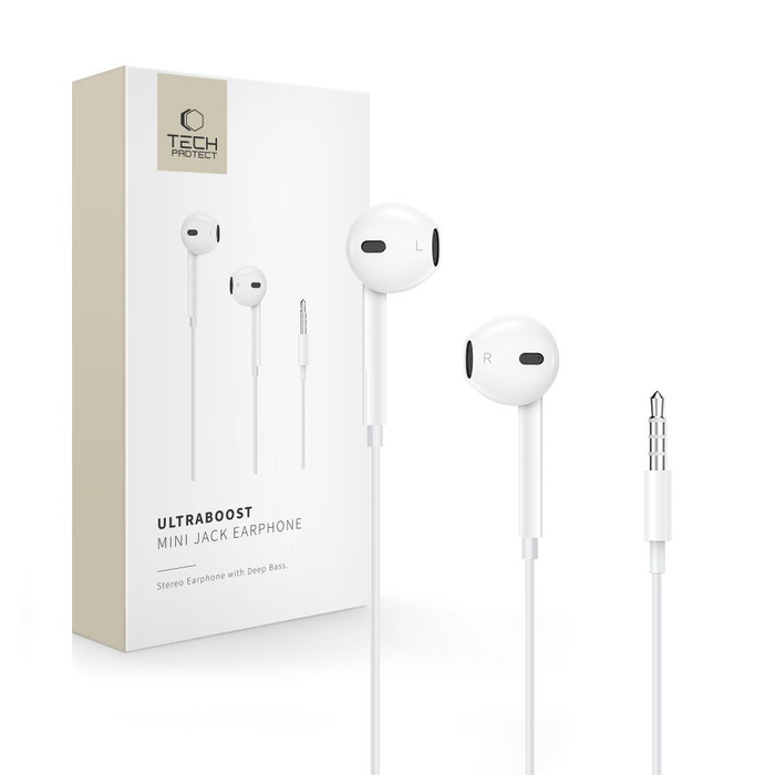 TECH-PROTECT ULTRABOOST MINI JACK EARPHONE CORE WHITE
