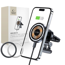 Uchwyt MM15W-V5 Tech-Protect Magnetic Magsafe Vent Car Mount Wireless Charger 15W czarny