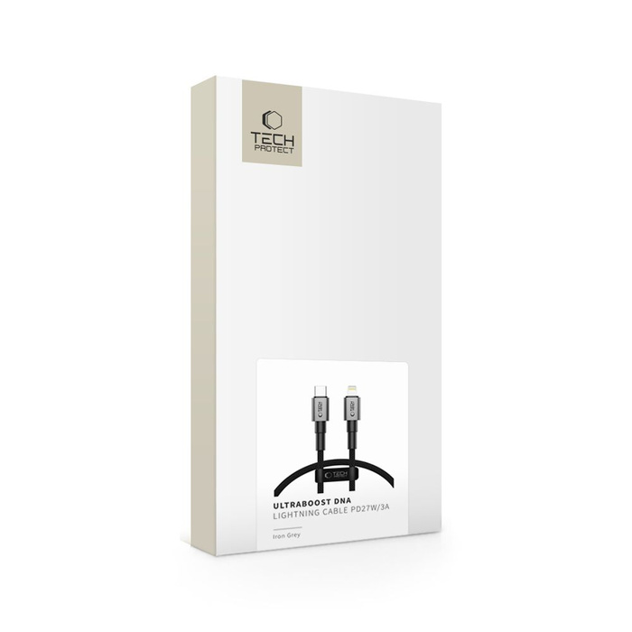 Kabel TECH-PROTECT ULTRABOOST DNA LIGHTNING CABLE PD27W/3A 25CM IRON GREY