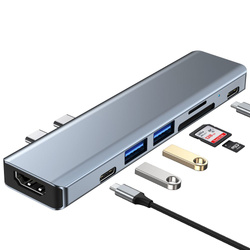 Hub USB V5-HUB Tech-Protect Adapter 7in1 Szary