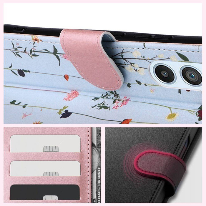 Etui Galaxy A34 5G Tech-protect Wallet Garden Blue przetłumaczone na język polski to: Niebieski Ogród