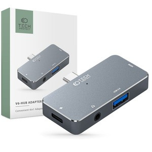 Adapter V6-Hub Tech-Protect 4in1 szary