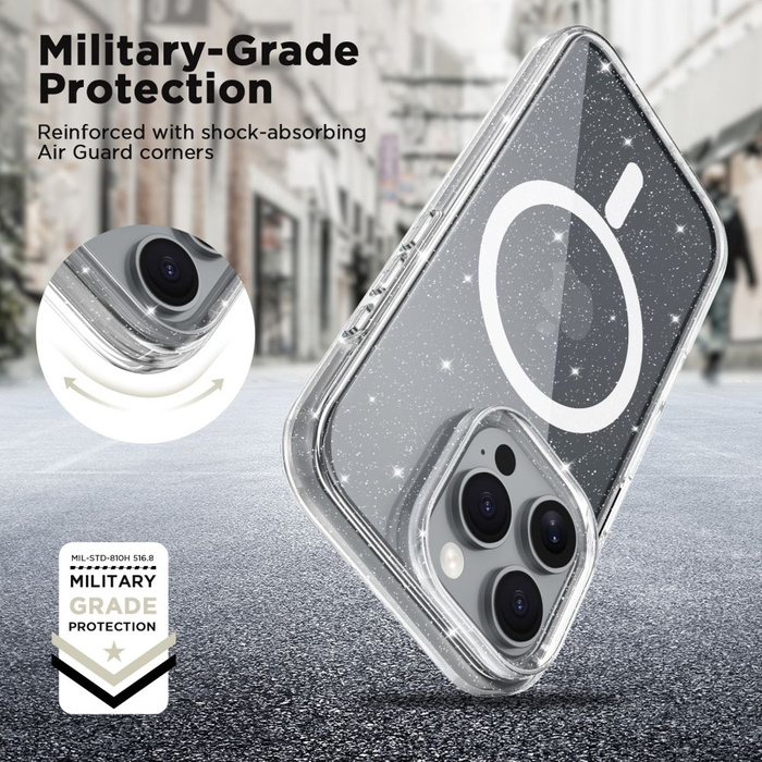 Etui TECH-PROTECT FLEXAIR HYBRID MAGSAFE IPHONE 16 PRO MAX GLITTER