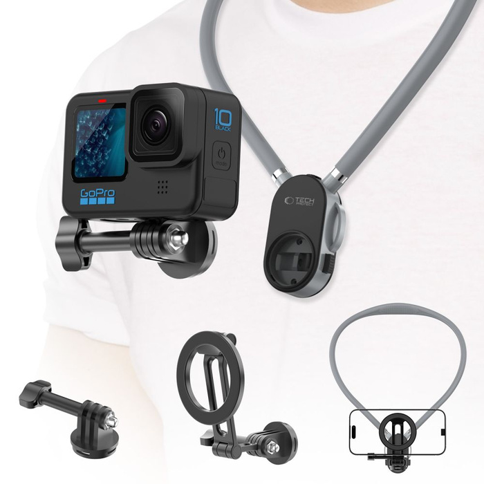 TECH-PROTECT AC200 MAGNETIC MAGSAFE & GOPRO & DJI NECK HOLDER CRAYON GREY