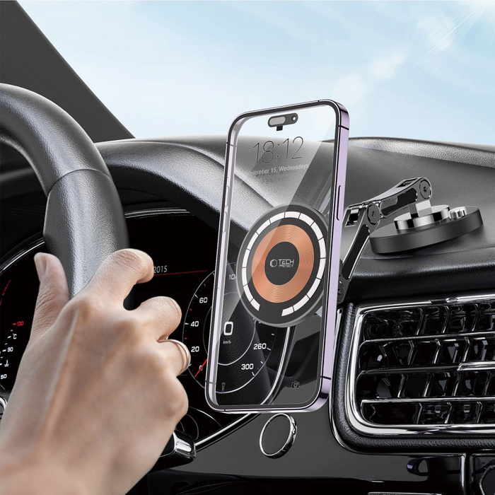TECH-PROTECT MM15W-V8 MAGNETIC MAGSAFE DASHBOARD CAR MOUNT WIRELESS CHARGER 15W BLACK