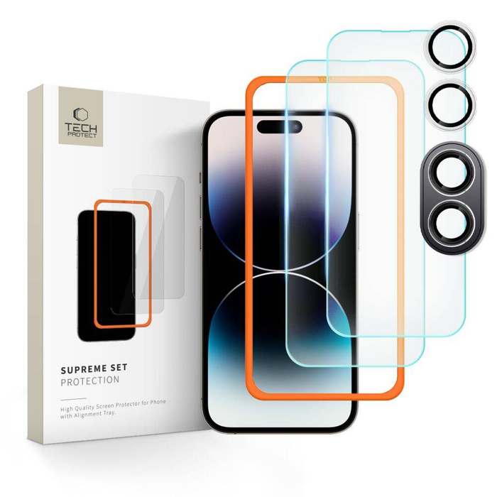 SZKŁO HARTOWANE TECH-PROTECT SUPREME SET 3-PACK IPHONE 16 CLEAR