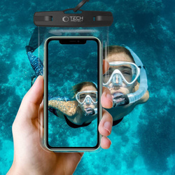 Etui Universal TECH-PROTECT Waterproof Case Cechy Black/Clear Case przetłumaczone na język polski to Czarny/Przezroczysty