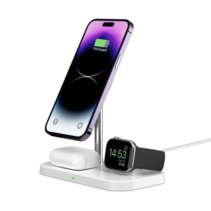 Ładowarka A22 Tech-Protect Qi15W 3in1 Magnetic Magsafe Wireless Biała