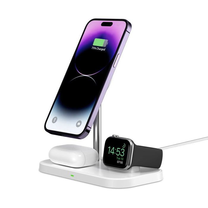 Ładowarka A22 Tech-Protect Qi15W 3in1 Magnetic Magsafe Wireless Biała