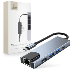 Adapter V3-HUB Tech-Protect 5IN1 Grey szary