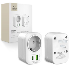 TECH-PROTECT TA100 TRAVEL ADAPTER US TO EU WHITE