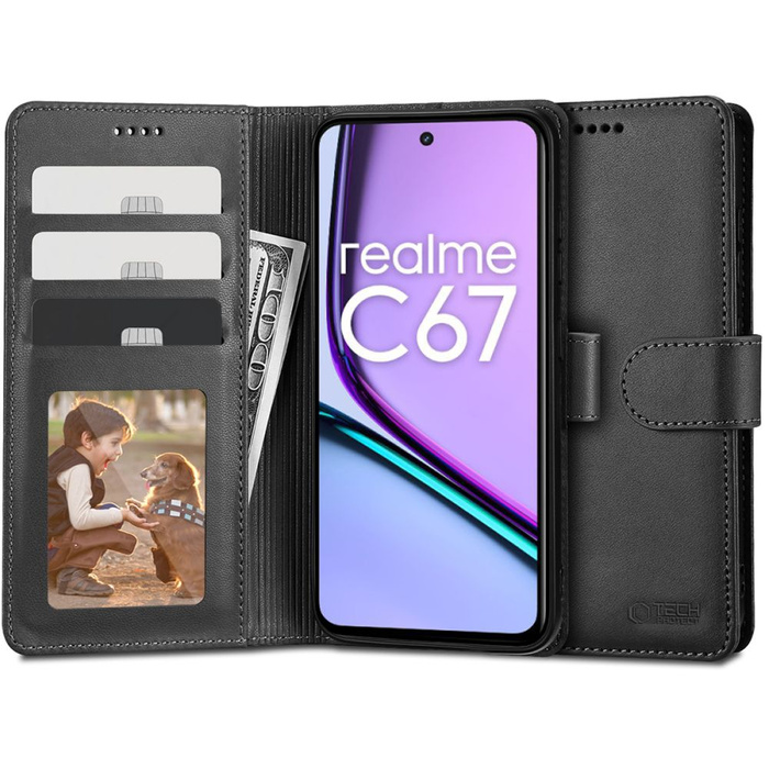 Etui Tech-protect Wallet Realme C67 4g / Lte Black