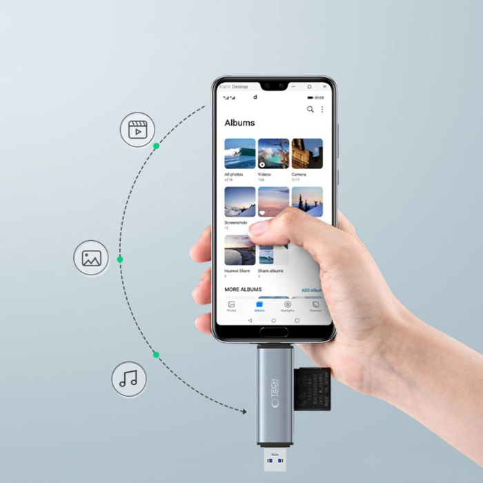 Czytnik kart Ultraboost Tech-Protect Card Reader SD & Micro SD szary