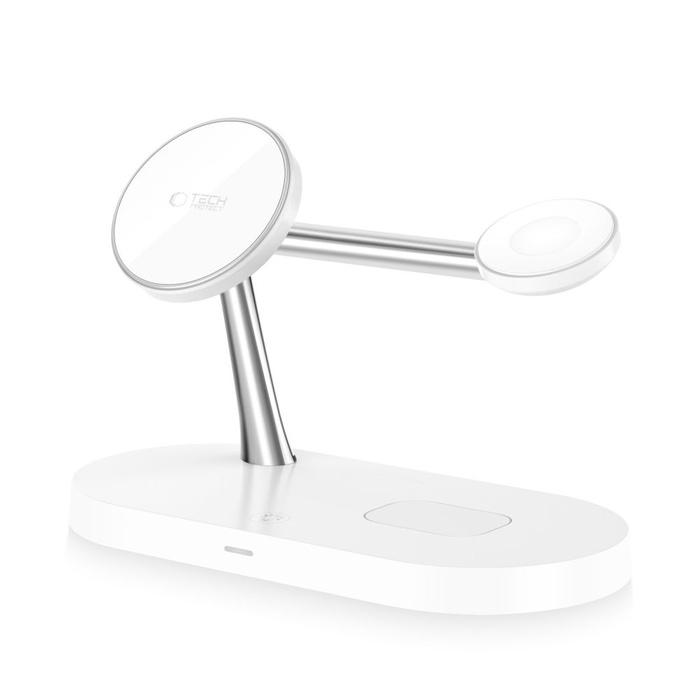 Ładowarka Indukcyjna A12 Tech-Protect 3 In1 Magnetic Magsafe Wireless Charger Biały