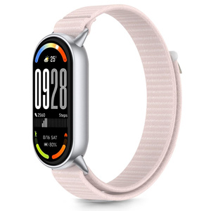 PASEK TECH-PROTECT XIAOMI SMART BAND 8 / 9 / 10 / NFC NYLON STRIPE RÓŻOWY SZARY