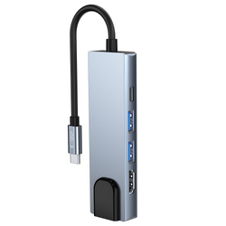 Adapter V3-HUB Tech-Protect 5IN1 Grey szary