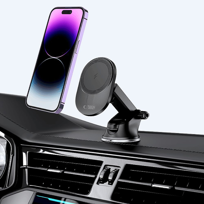 Uchwyt MM15W-V1 Tech-Protect Magnetic Magsafe Dashboard & Vent Car Mount Wireless Charger 15W czarny