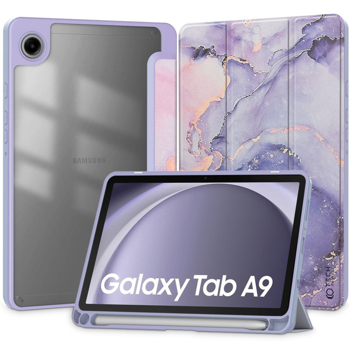 Etui Samsung Galaxy Tab A9 8.7 X110 / X115 Tech-protect Sc Pen Hybrid Violet Marble Case fioletowy marmur