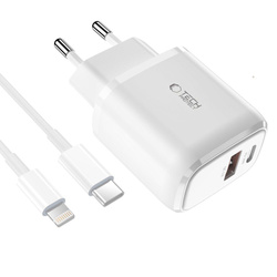 Ładowarka C20W Tech-Protect 2-Port Network Charger PD20W/QC3.0 + Lightning Cable biały