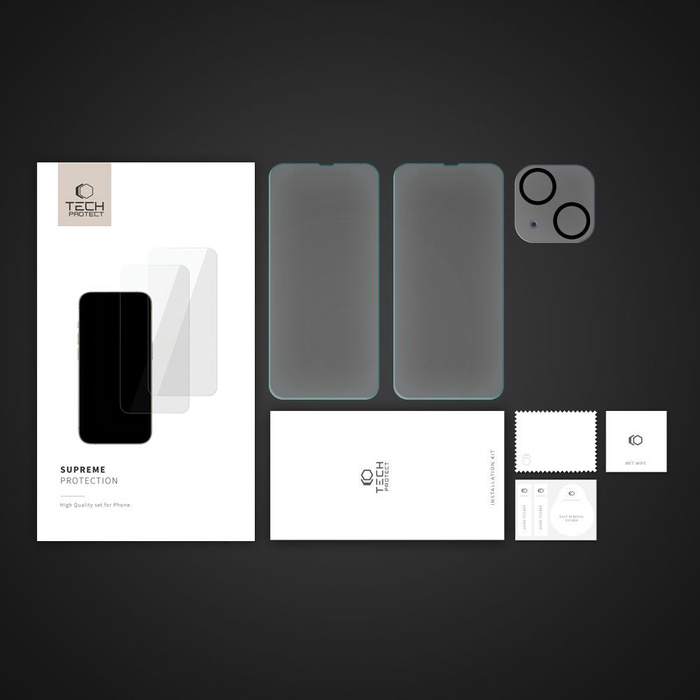 Szkło Hartowane iPhone 14 Tech-protect Supreme Set Przezroczyste