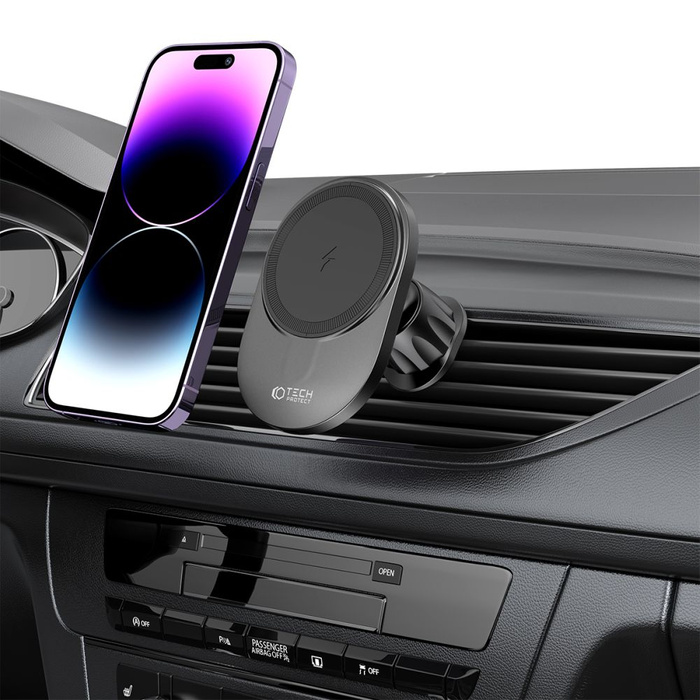 Uchwyt MM15W-V1 Tech-Protect Magnetic Magsafe Dashboard & Vent Car Mount Wireless Charger 15W czarny